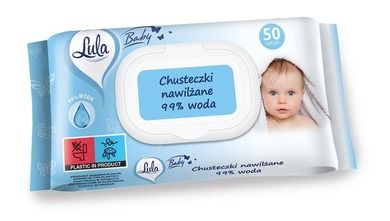 Lula Baby, chusteczki nawilżane dla niemowląt i dzieci, 99% wody, 50 szt.
