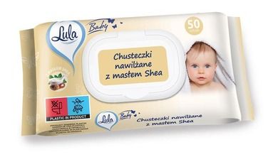Lula Baby, chusteczki nawilżane dla niemowląt i dzieci, z masłem shea, 50 szt.