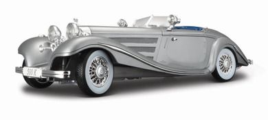 Maisto, Mercedes-Benz 500K 1936, pojazd, srebrny, 1:18