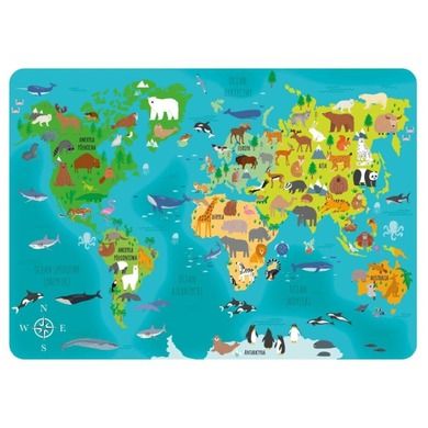 Mapa świata, Zwierzęta, podkładka laminowana