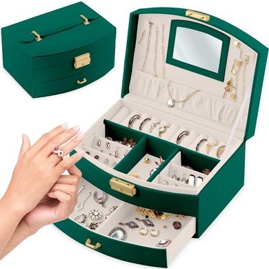 Massido, szkatułka na biżuterię, zielona