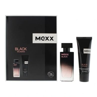 Mexx, Black Woman, zestaw, woda toaletowa, spray 30 ml + żel pod prysznic, 50 ml