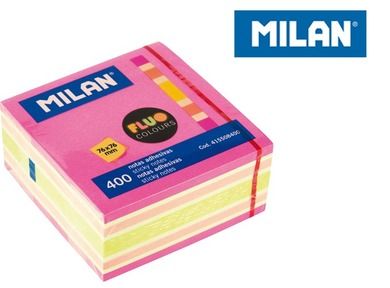 Milan, karteczki, fluo, kostka, 76-76 mm, 400 szt.