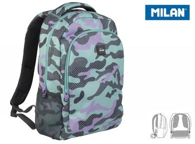 Milan, Turquoise Camouflage, plecak szkolny, 17 l, zielono-fioletowy