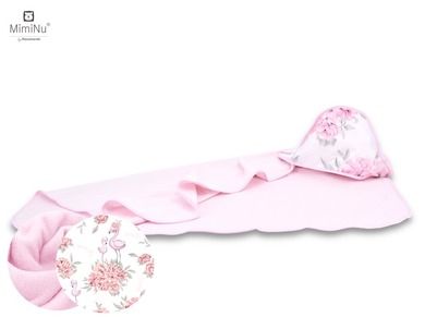 MimiNu, Peonie, okrycie kąpielowe, różowe, 100-100 cm