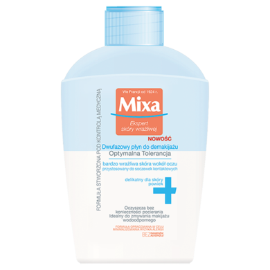 Mixa, dwufazowy płyn do demakijażu, Optymalna tolerancja, 125 ml