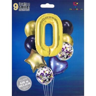 MK Trade, zestaw balonów z cyfrą 0, 40-60 cm, 9 szt.