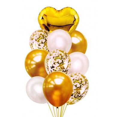 MK Trade, zestaw balonów z sercem i konfetti, 30-46 cm, 10 szt.
