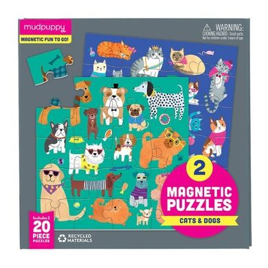 Mudpuppy, Koty i psy, puzzle magnetyczne, 40 elementów