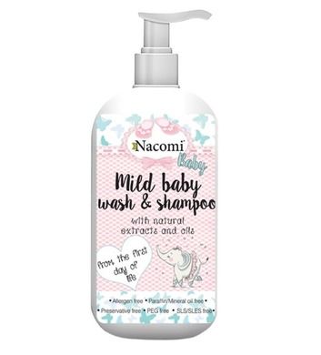 Nacomi, Mild Baby Wash & Shampoo, emulsja do mycia dla dzieci, 400 ml