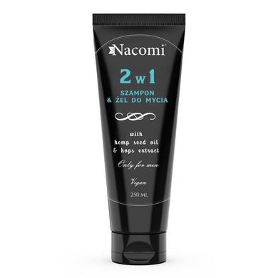 Nacomi, Only for Men, szampon i żel do mycia dla mężczyzn 2w1, 250 ml