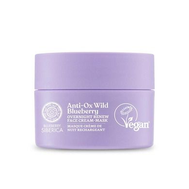 Natura Siberica, Blueberry Siberica, wegański odmładzający krem-maska do twarzy na noc, 50 ml