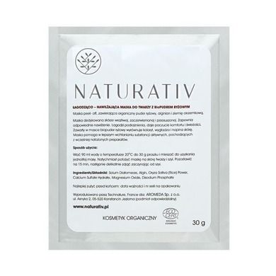 Naturativ, Face Mask with Rice Bio-Powder, łagodząco-nawilżająca maska do twarzy z bio-pudrem ryżowym, 30 g
