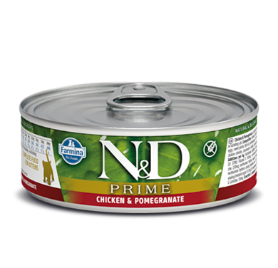 N&D Prime, karma dla kociąt, kurczak i granat, 80 g