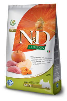 N&D Pumpkin, karma bezzbożowa dla psów dorosłych, rasy małe, dzik i jabłko, 800 g