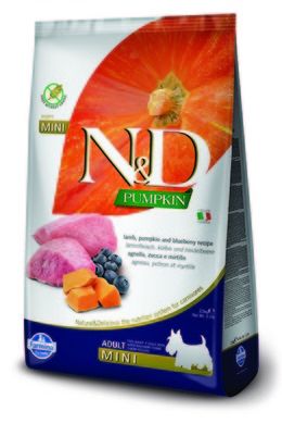 N&D Pumpkin, karma bezzbożowa dla psów dorosłych, rasy małe, jagnięcina i borówka, 800 g