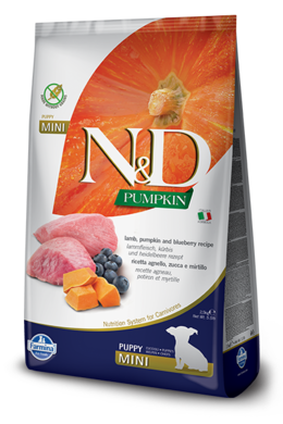 N&D Pumpkin, karma bezzbożowa dla szczeniąt, rasy małe, jagnięcina i borówka, 7 kg