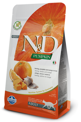 N&D Pumpkin, karma dla kotów dorosłych, śledź, dynia i pomarańcz, 300 g