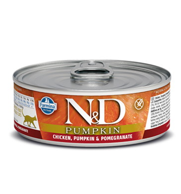 N&D Pumpkin, karma dla kotów dorosłych, z kurczakiem, dynią i granatem, 80 g