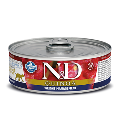 N&D Quinoa, Weight Management, karma dla kotów dorosłych, odchudzanie, jagnięcina, 80 g