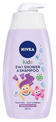 Nivea, Kids, żel do mycia ciała 2w1, Sparkle Berry, 500 ml
