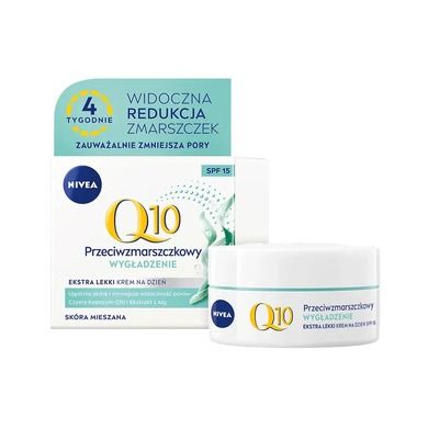 Nivea q10 przeciwzmarszczkowy extra lekki krem na dzień spf15 - skóra mieszana 50 ml