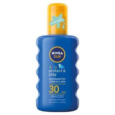 Nivea Sun, Protect & Play, balsam do opalania SPF30, koloryzujący spray dla dzieci, 200 ml