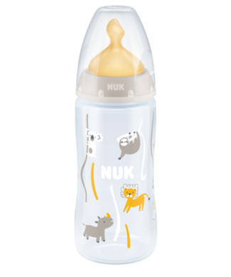 Nuk, First Choice+, butelka ze wskaźnikiem temperatury, rozmiar M, 0-6m, szara, 300 ml,
