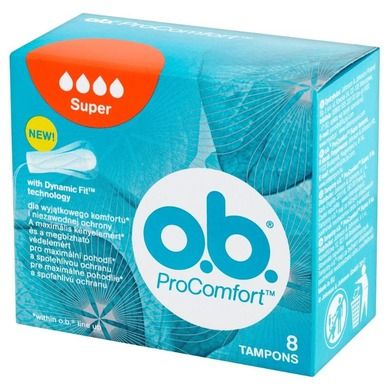 O.B., ProComfort, super komfortowe tampony, 8 szt.