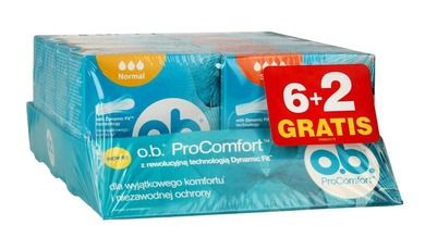 O.B., ProComfort, Ultimate Super, 4-8 szt. + Normal, komfortowe tampony, 4-8 szt.