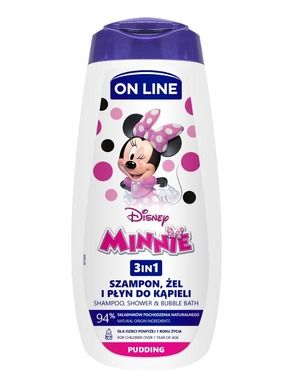 On Line, Myszka Minnie, żel pod prysznic 3w1 dla dzieci, pudding 400 ml