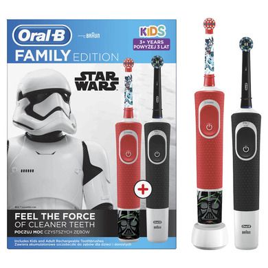 Oral-B, Family Pack, zestaw szczoteczek akumulatorowych: Vitality D100, Black CrossAction + D100, Kids, Star Wars, dla dzieci