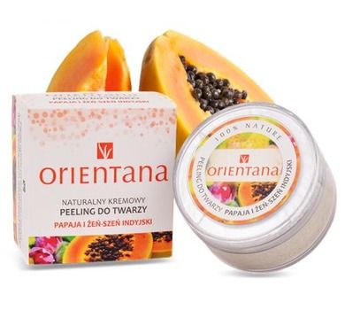 Orientana, Naturalny kremowy peeling do twarzy, papaja i żeńszeń indyjski, 50 g