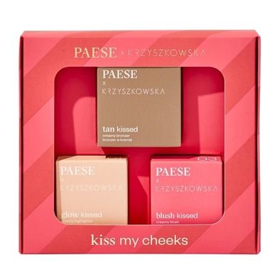 Paese, Kiss My Cheeks 01, zestaw, kremowy bronzer, 12g + kremowy róż, 4g + kremowy rozświetlacz, 4g