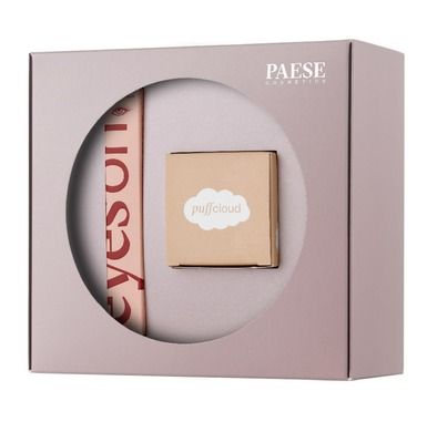 Paese, Merry Look, zestaw, Puff Cloud, puder pod oczy, 5.3g + Eyes On, tusz dający efekt foxy eye, 8ml