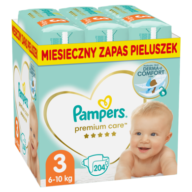 Pampers, Premium Care, pieluchy jednorazowe, rozmiar 3, 6-10 kg, 204 szt.