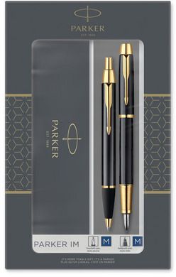 Parker, IM, zestaw: pióro wieczne + długopis, czarny GT