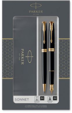 Parker, Sonnet, zestaw: pióro wieczne + długopis, czarny GT