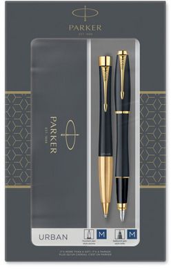 Parker, Urban, zestaw: pióro wieczne + długopis, czarny Mat GT