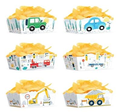Party Tino, pudełko na chipsy, pojazdy, 15-6 cm, 3 szt.