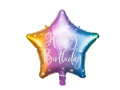 PartyDeco, balon foliowy Happy Birthday, 40 cm, mix, 1 szt.