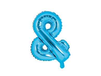 PartyDeco, balon foliowy, znak &, 35 cm, niebieski