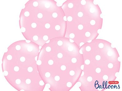 PartyDeco, balony lateksowe, kropki, jasne różowe, 30 cm, 6 szt.