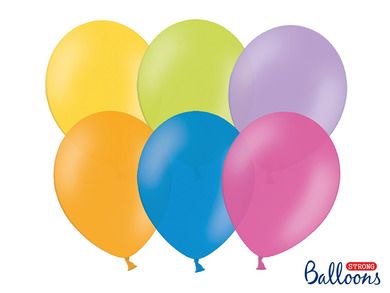 PartyDeco, balony lateksowe strong, pastelowe, mix kolorów 23 cm, 50 szt.