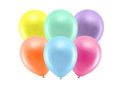 PartyDeco, balony Rainbow 23 cm, metalizowane, mix, 10 szt.