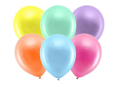 PartyDeco, balony Rainbow 30 cm, metalizowane, mix, 10 szt.