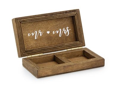 PartyDeco, drewniane pudełko na obrączki ślubne, 10-5.5 cm