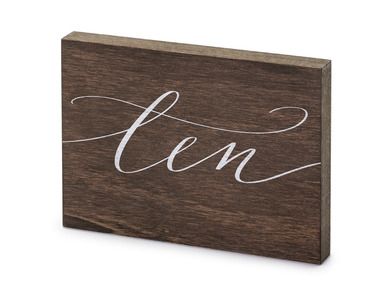 PartyDeco, drewniany numer na stół "Ten", 2-18-12.5 cm, 1 szt.