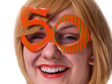 PartyDeco, okulary ozdobne party, 50 urodziny, pomarańczowy