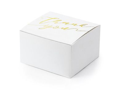 PartyDeco, ozdobne pudełeczka, thank you, biały, 6-3,5-5,5 cm, 10 szt.